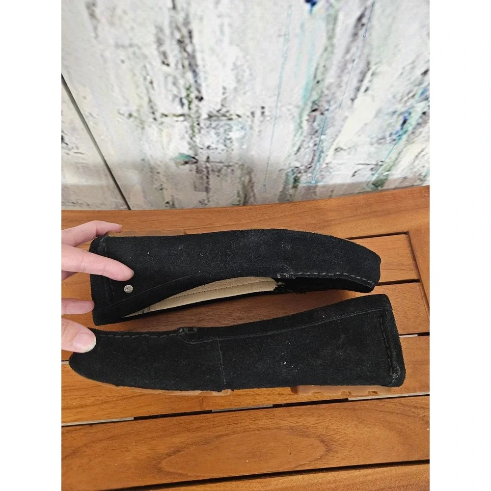 FLAW UGG Milana Loafers 7.5 Black Suede Driving Moccasins Slip On Flats 1096572